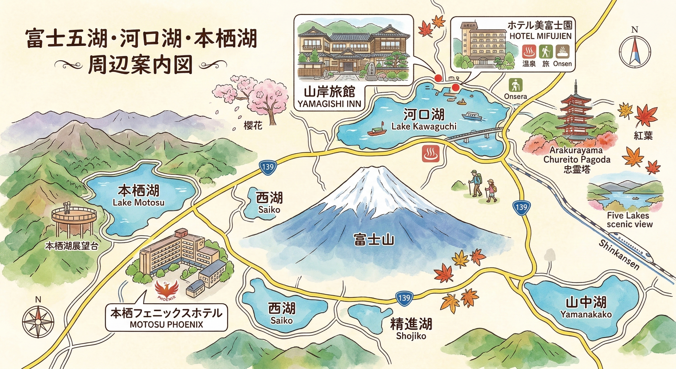 富士五湖導覽小圖